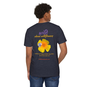 California Poppy & Bird's Eye Gilia Wildflower Stack #2 Unisex Recycled Organic T-Shirt