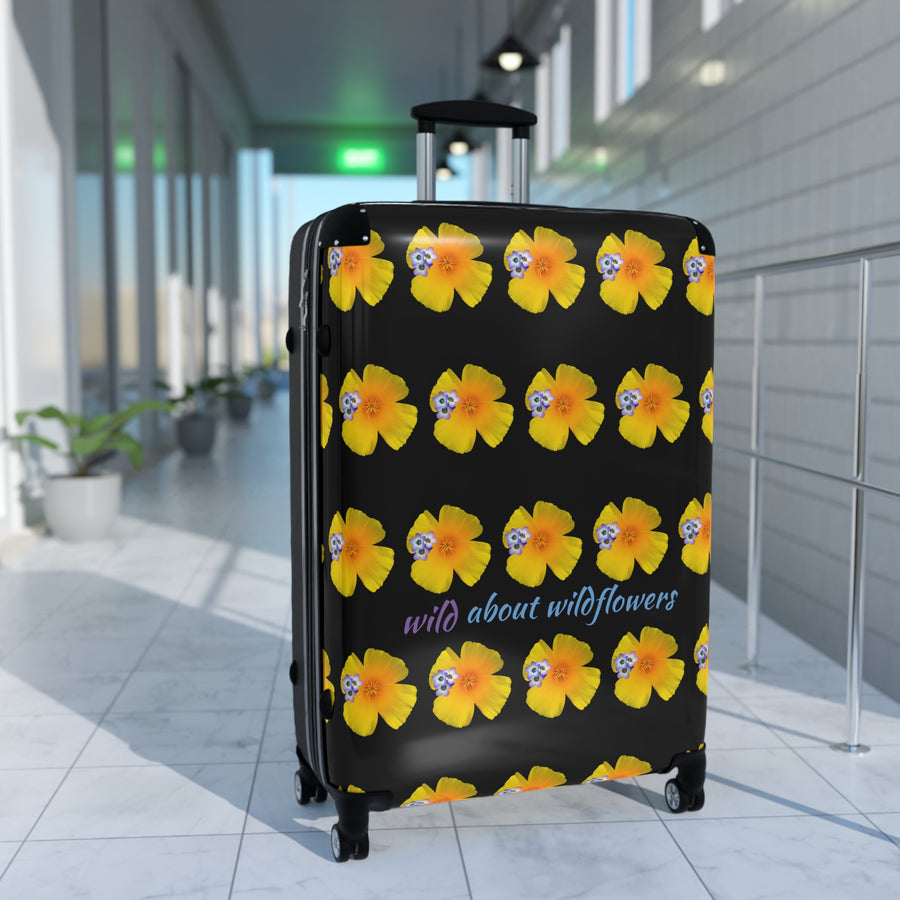 Suitcase - California Poppies & Gilias Black