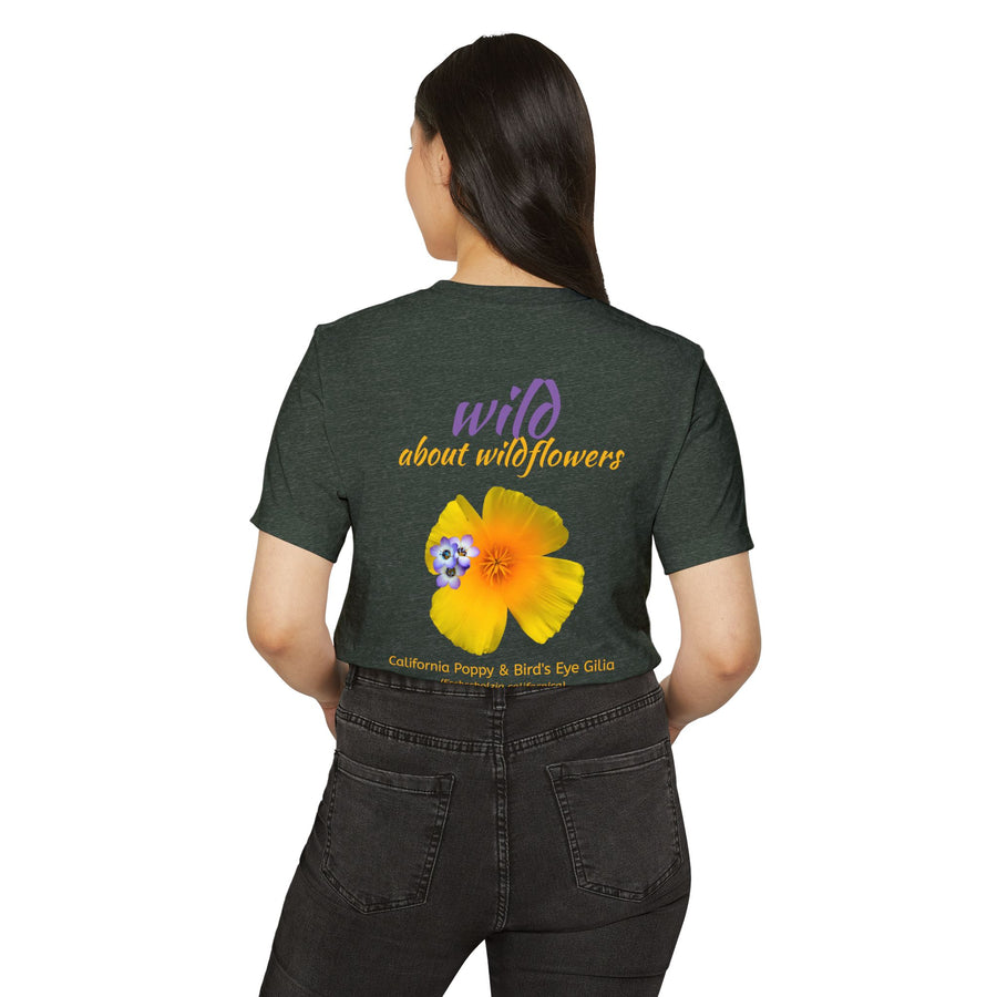 California Poppy & Bird's Eye Gilia Wildflower Stack #2 Unisex Recycled Organic T-Shirt