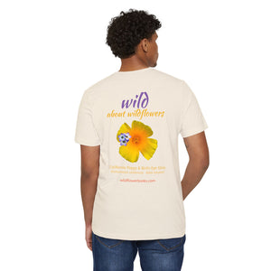 California Poppy & Bird's Eye Gilia Wildflower Stack Unisex Recycled Organic T-Shirt