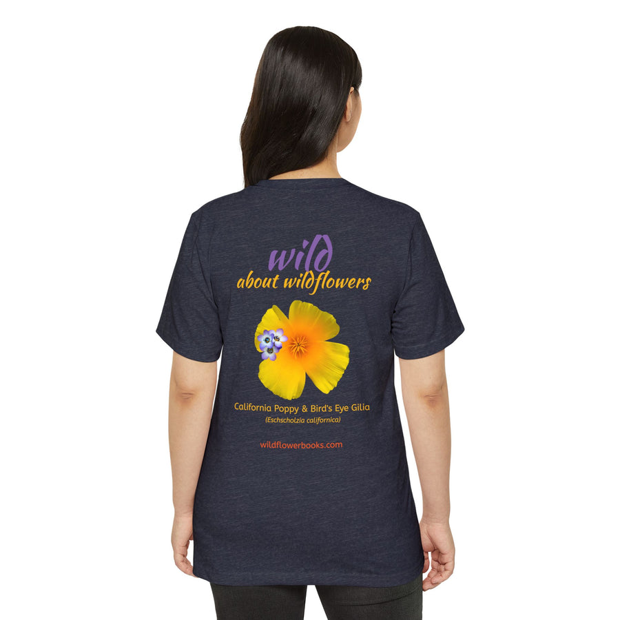 California Poppy & Bird's Eye Gilia Wildflower Stack #2 Unisex Recycled Organic T-Shirt