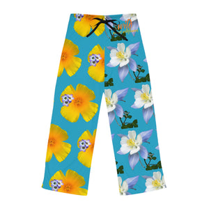 Wild Women's Pajama Pants - California Poppy & Gilia/Colorado Columbine - Turquoise