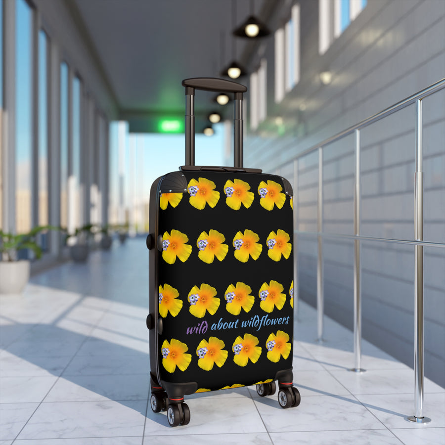 Suitcase - California Poppies & Gilias Black