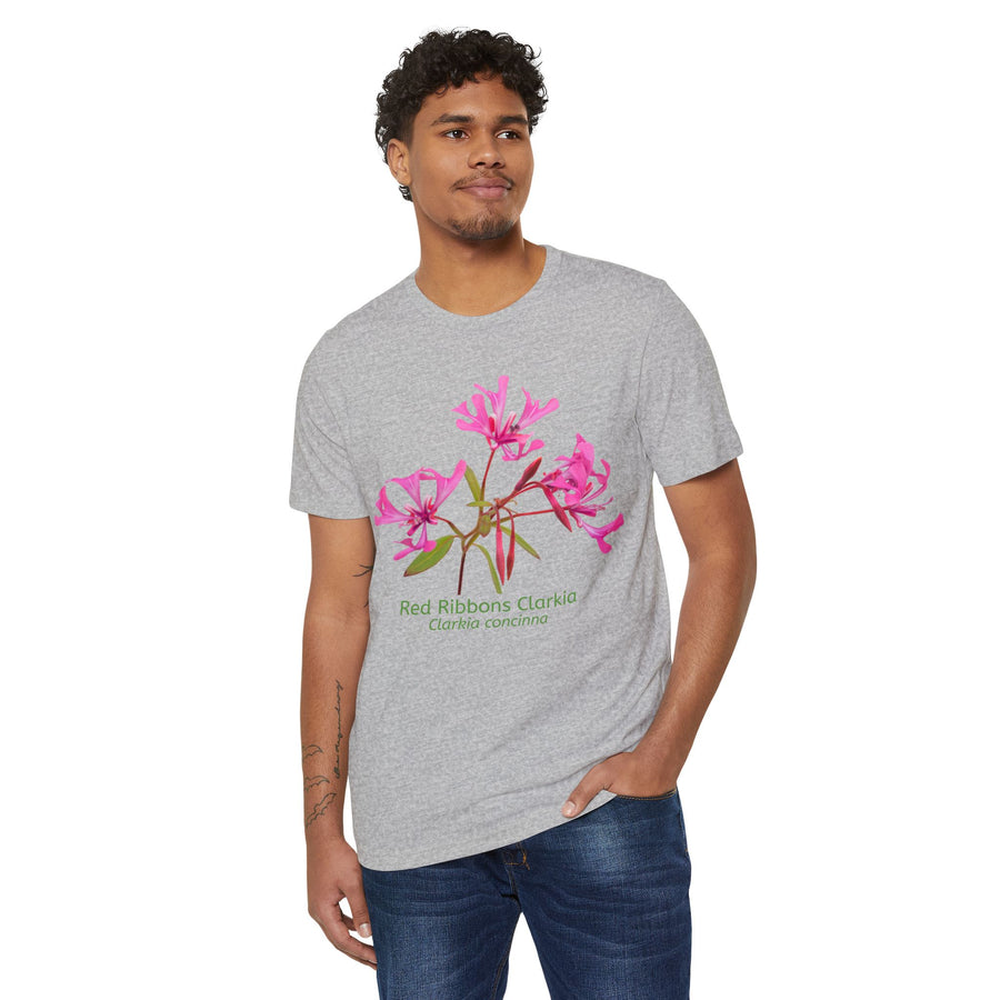 Red Ribbon Clarkia Wildflower Eco T-Shirt