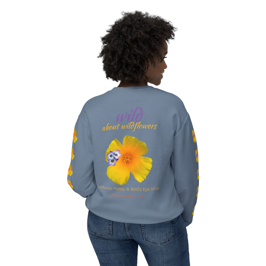 Sweatshirt California Poppy and Gilia Unisex Lightweight Crewneck