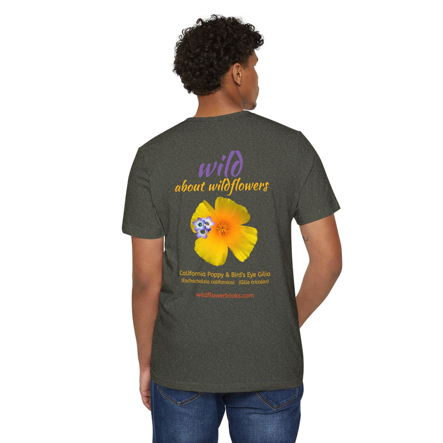 California Poppy & Bird's Eye Gilia Wildflower Stack Unisex Recycled Organic T-Shirt