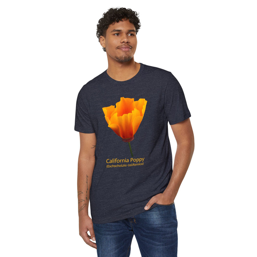 California Poppy Wildflower Unisex Recycled Organic T-Shirt