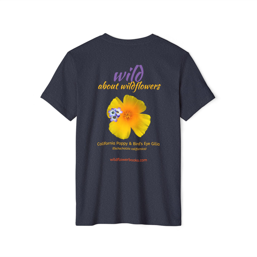 California Poppy & Bird's Eye Gilia Wildflower Stack #2 Unisex Recycled Organic T-Shirt