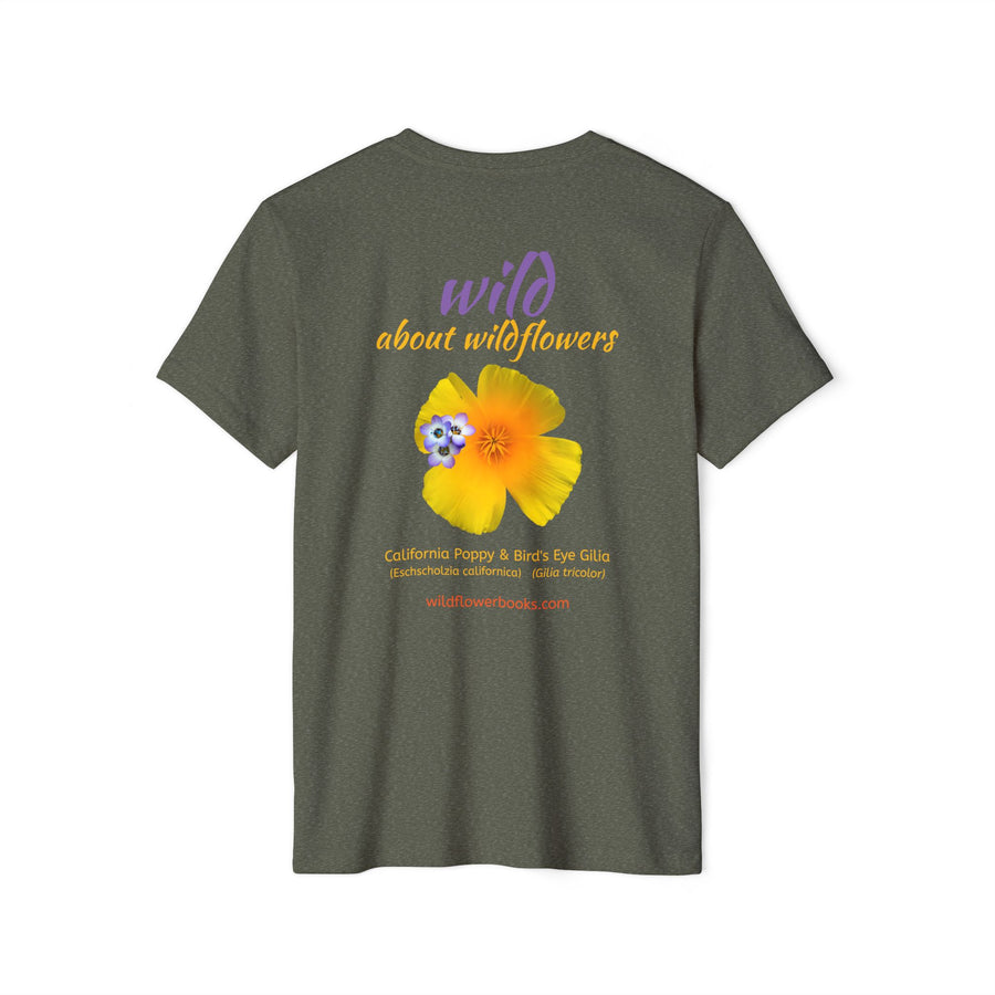 California Poppy & Bird's Eye Gilia Wildflower Stack Unisex Recycled Organic T-Shirt