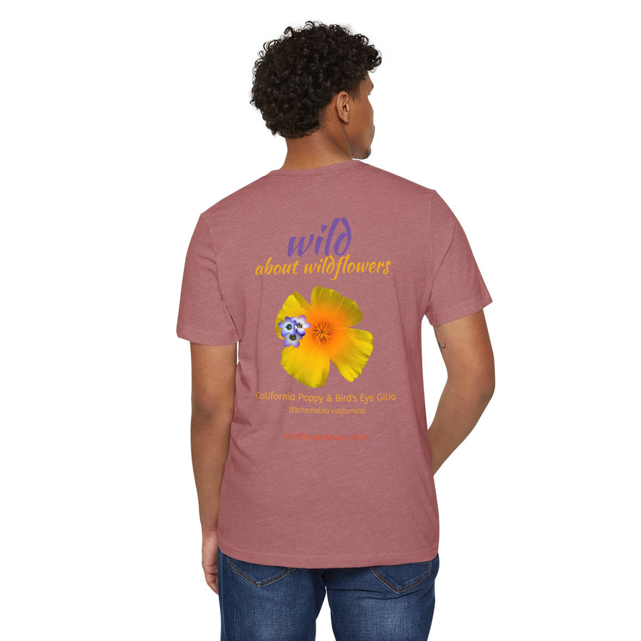 California Poppy & Bird's Eye Gilia Wildflower Stack #2 Unisex Recycled Organic T-Shirt