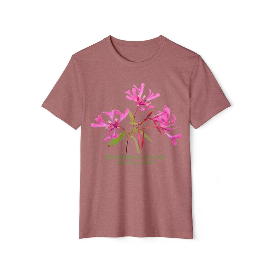 Red Ribbon Clarkia Wildflower Eco T-Shirt