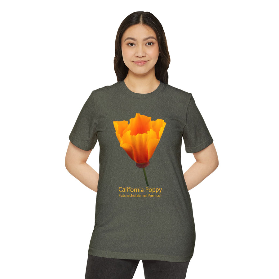 California Poppy Wildflower Unisex Recycled Organic T-Shirt