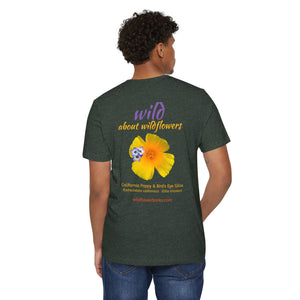 California Poppy & Bird's Eye Gilia Wildflower Stack Unisex Recycled Organic T-Shirt