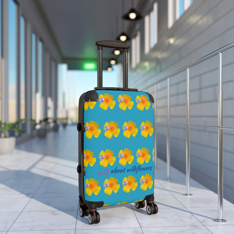 Suitcase - CA Poppies & Gilias Grid Turquoise