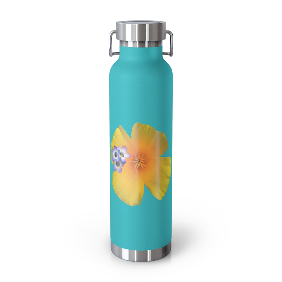 California Poppy & Bird's Eye Gilia Copper Vacuum Insulated Bottle, 22oz