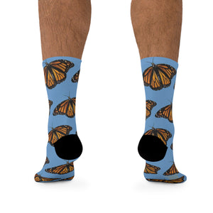 Flying Monarch Butterflies Eco-friendly Socks - Light Blue