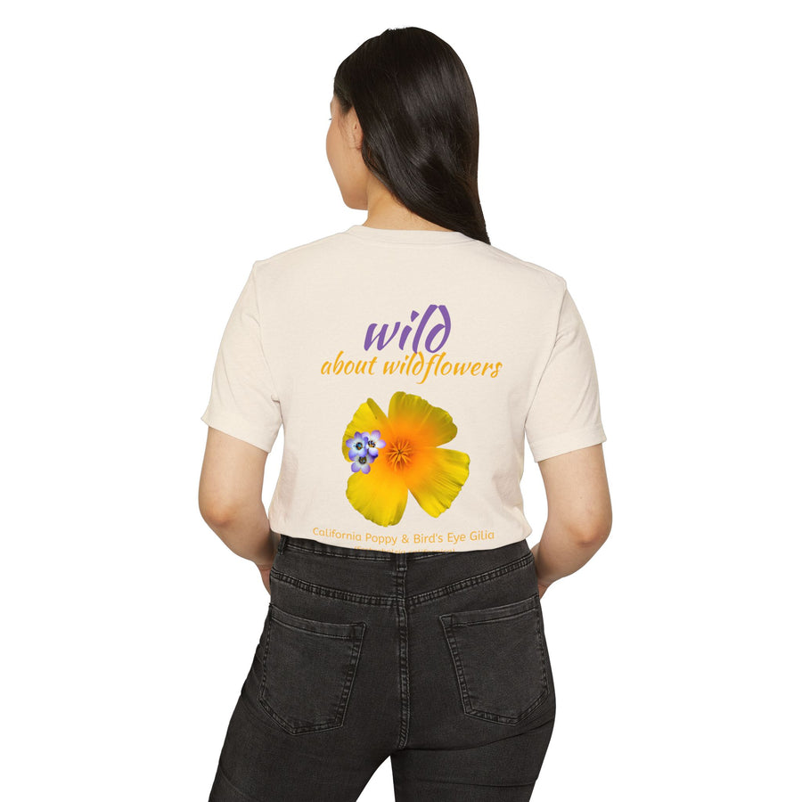 California Poppy & Bird's Eye Gilia Wildflower Stack #2 Unisex Recycled Organic T-Shirt