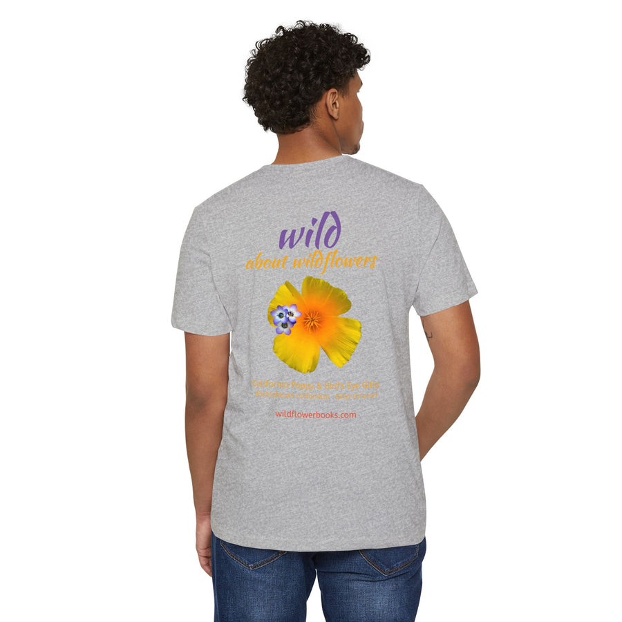 California Poppy & Bird's Eye Gilia Wildflower Stack Unisex Recycled Organic T-Shirt