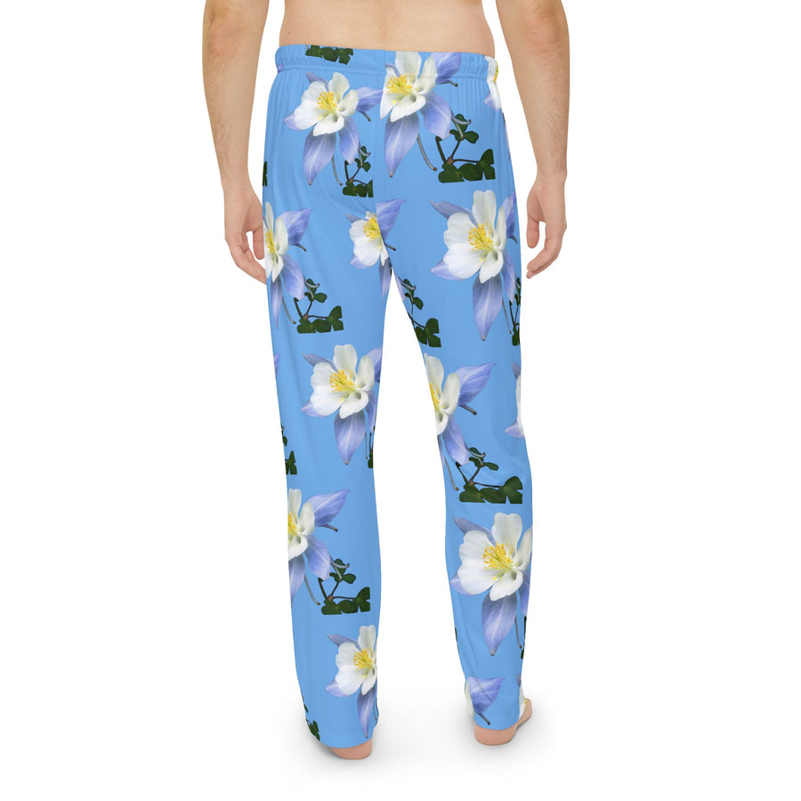 Wild Men's Pajama Pants - Colorado Columbine -  Light Blue