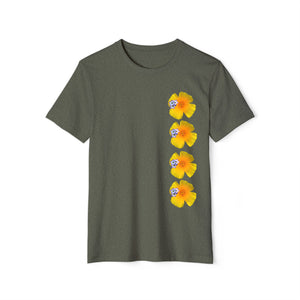 California Poppy & Bird's Eye Gilia Wildflower Stack Unisex Recycled Organic T-Shirt