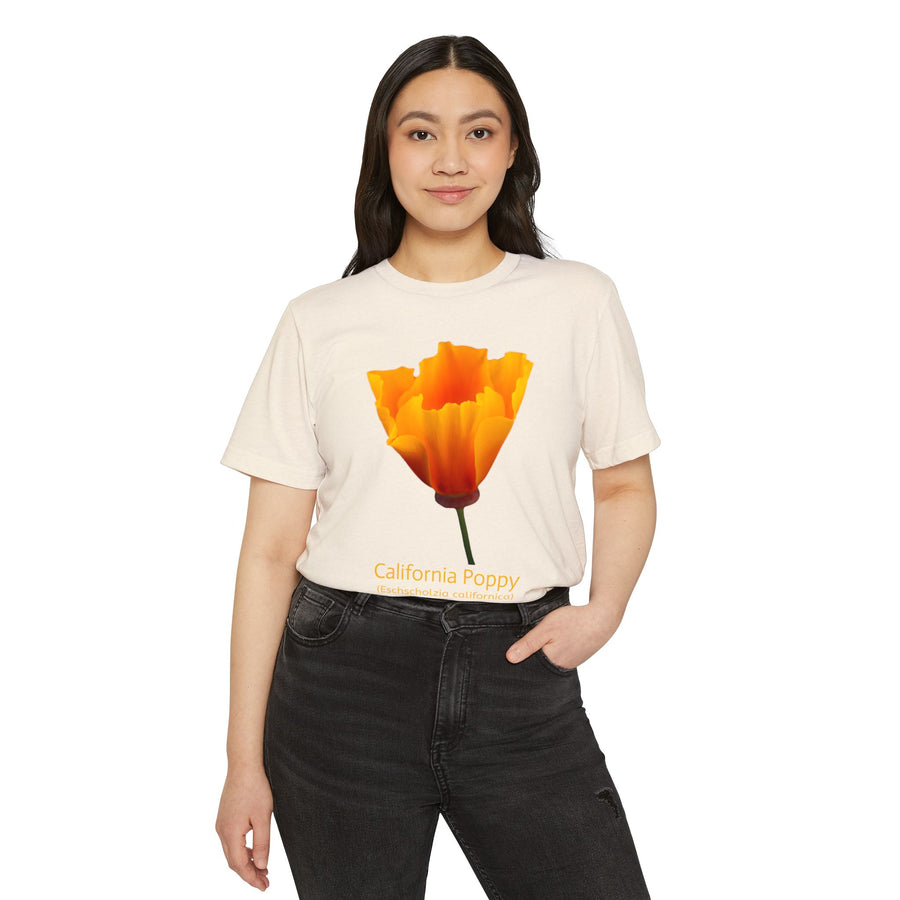 California Poppy Wildflower Unisex Recycled Organic T-Shirt