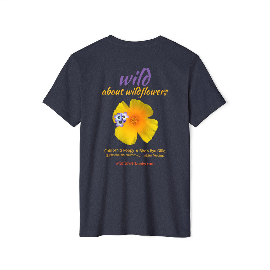 California Poppy & Bird's Eye Gilia Wildflower Stack Unisex Recycled Organic T-Shirt