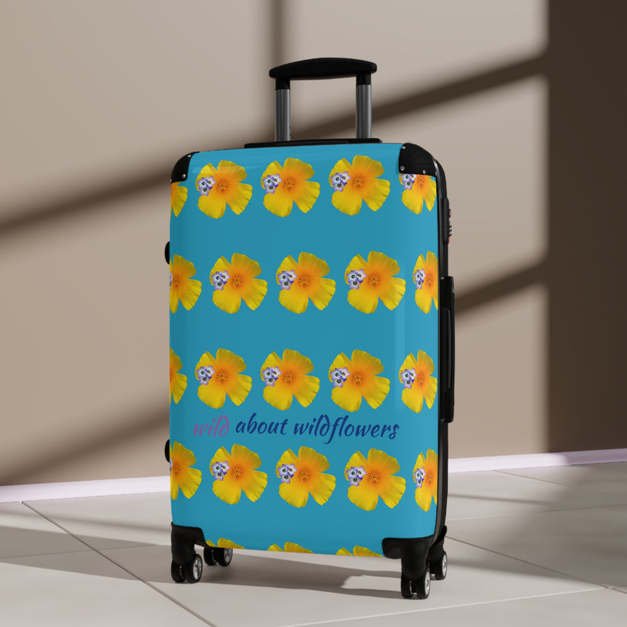 Suitcase - CA Poppies & Gilias Grid Turquoise