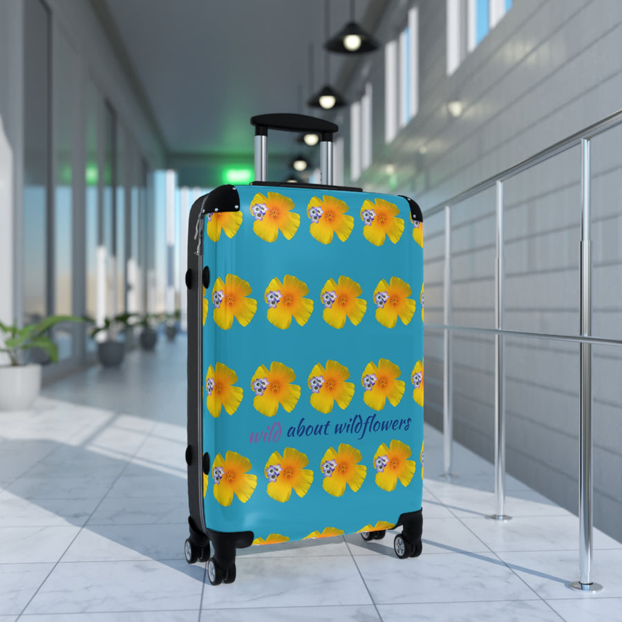 Suitcase - CA Poppies & Gilias Grid Turquoise