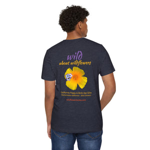 California Poppy & Bird's Eye Gilia Wildflower Stack Unisex Recycled Organic T-Shirt