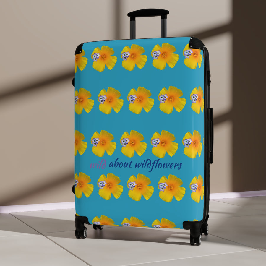 Suitcase - CA Poppies & Gilias Grid Turquoise