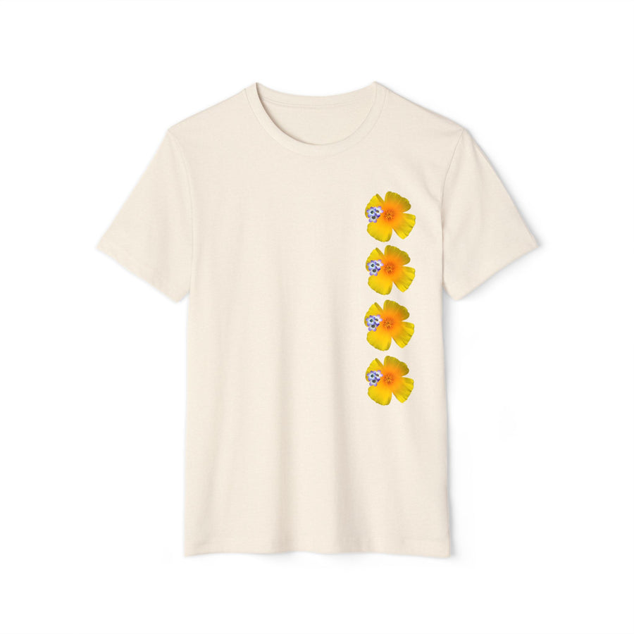 California Poppy & Bird's Eye Gilia Wildflower Stack #2 Unisex Recycled Organic T-Shirt