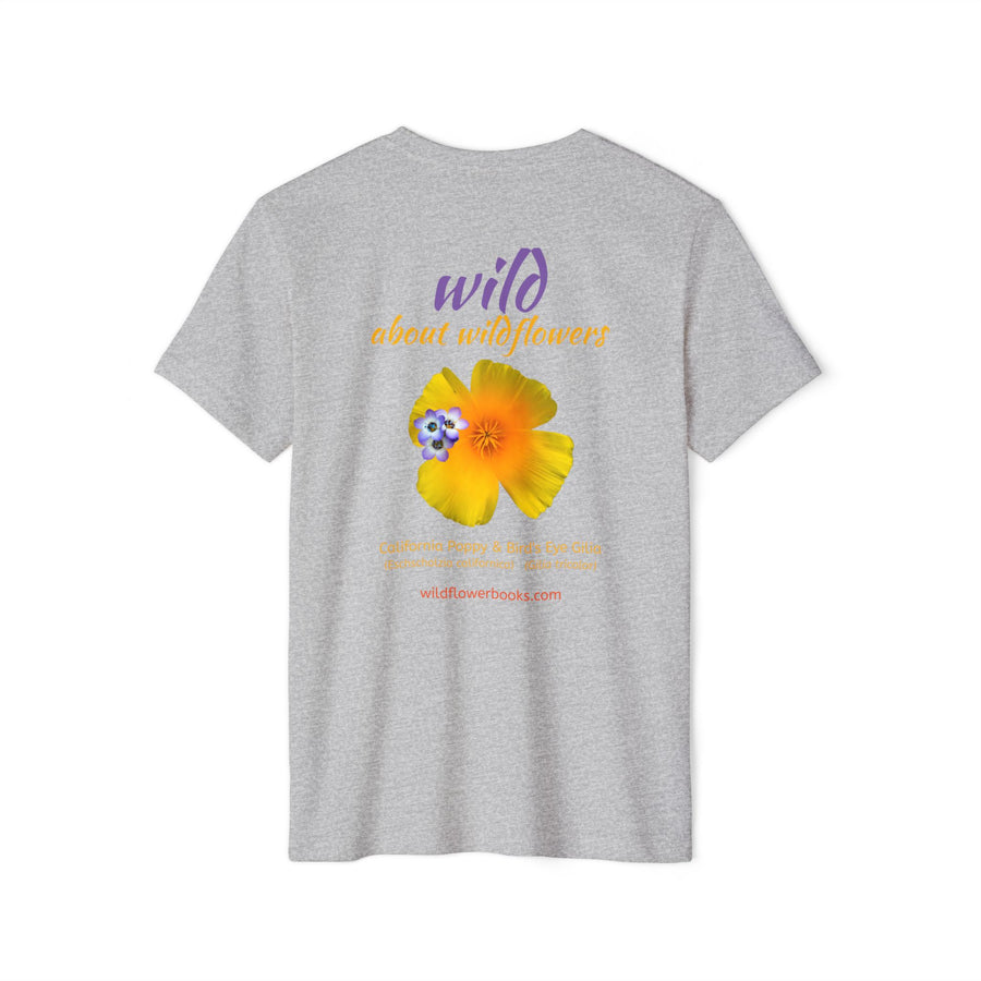 California Poppy & Bird's Eye Gilia Wildflower Stack Unisex Recycled Organic T-Shirt