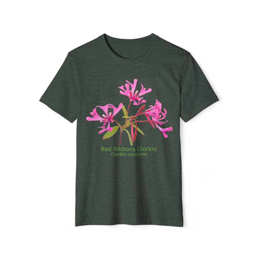 Red Ribbon Clarkia Wildflower Eco T-Shirt