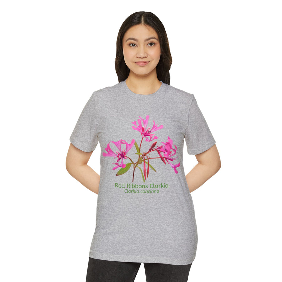 Red Ribbon Clarkia Wildflower Eco T-Shirt