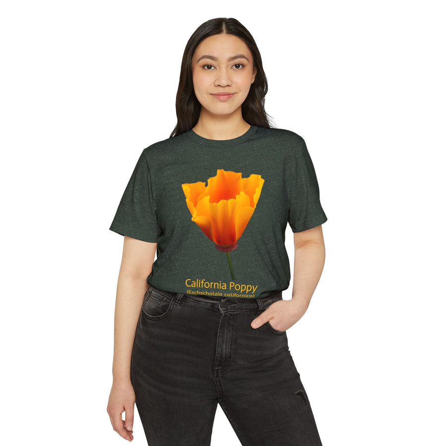 California Poppy Wildflower Unisex Recycled Organic T-Shirt