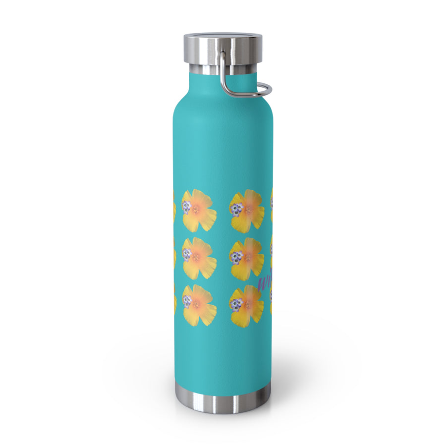 California Poppy Grid Copper Vacuum Insulated Bottle, 22oz