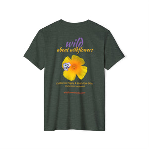 California Poppy & Bird's Eye Gilia Wildflower Stack #2 Unisex Recycled Organic T-Shirt