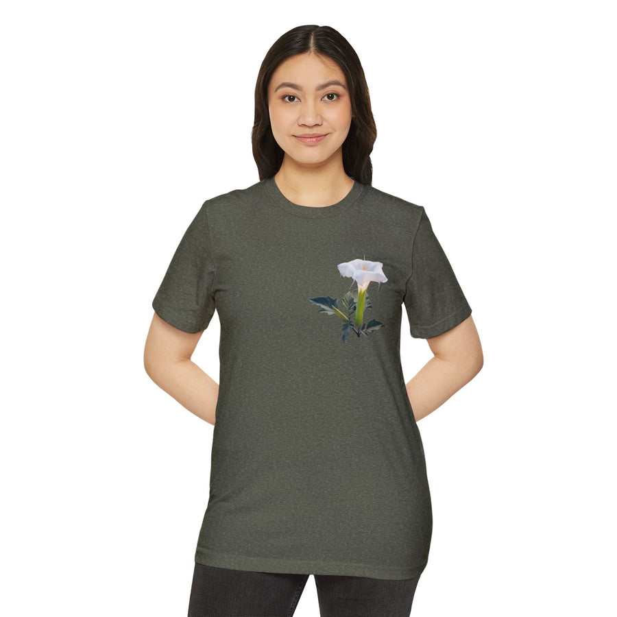 Sacred Datura Small Wildflower Unisex Recycled Organic T-Shirt