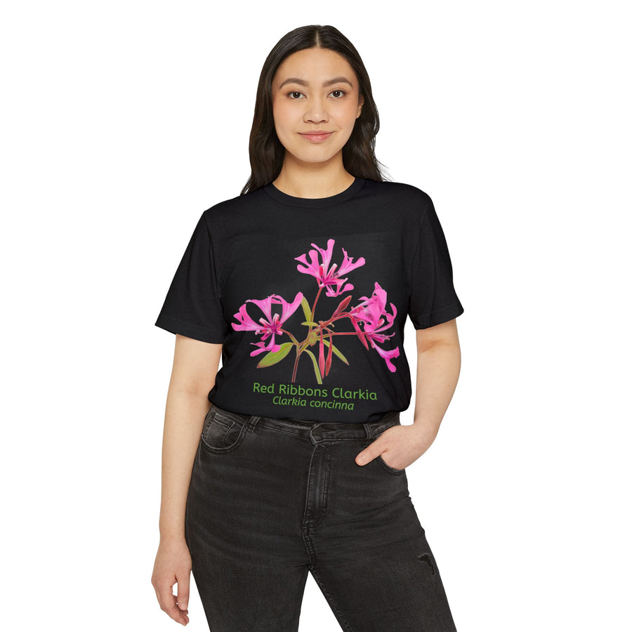 Red Ribbon Clarkia Wildflower Eco T-Shirt