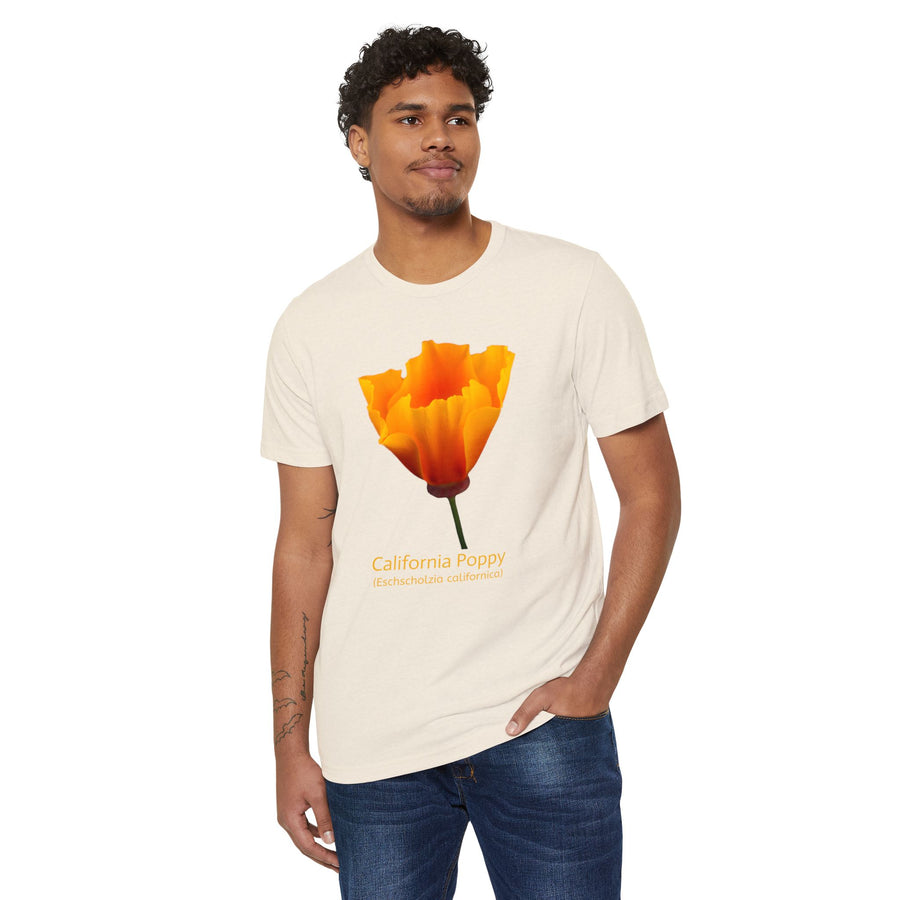 California Poppy Wildflower Unisex Recycled Organic T-Shirt