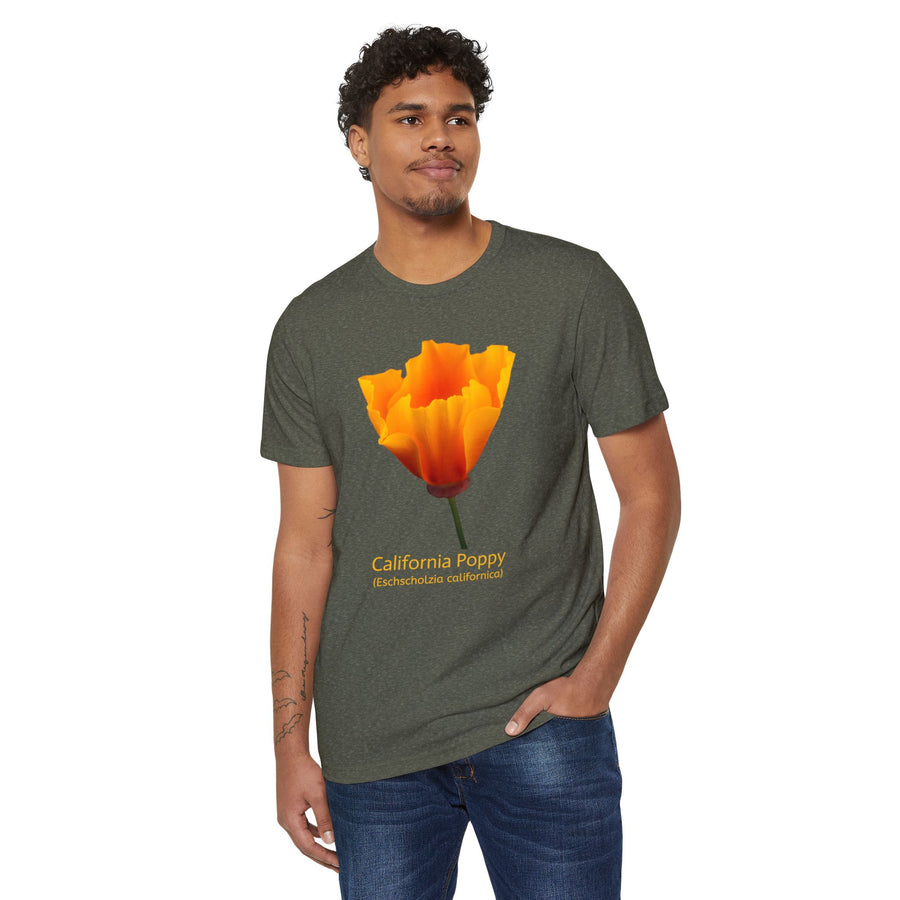 California Poppy Wildflower Unisex Recycled Organic T-Shirt