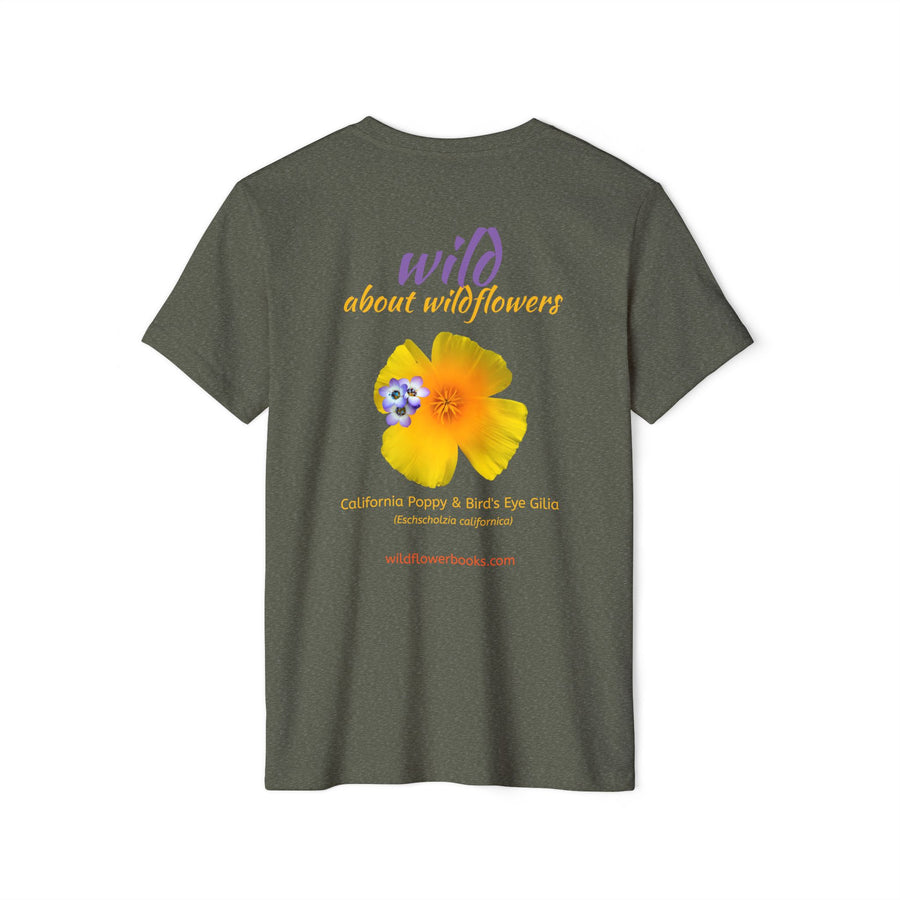 California Poppy & Bird's Eye Gilia Wildflower Stack #2 Unisex Recycled Organic T-Shirt