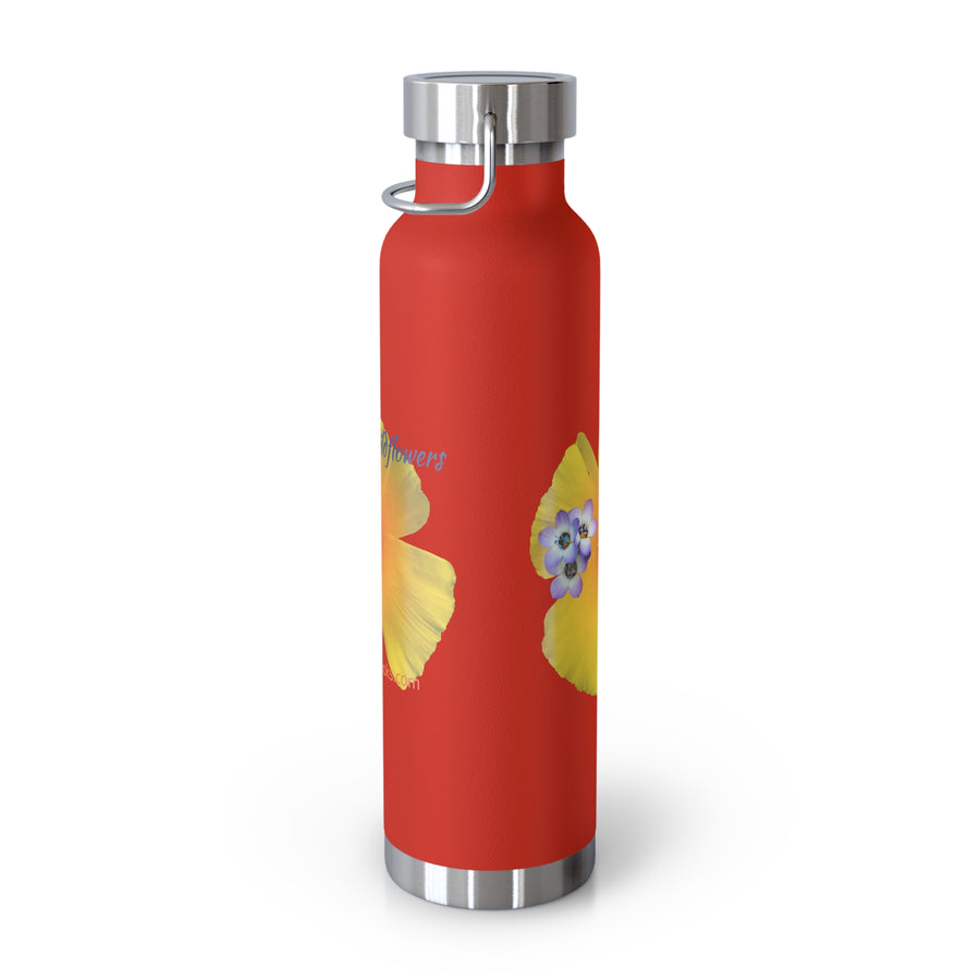 California Poppy & Bird's Eye Gilia Copper Vacuum Insulated Bottle, 22oz