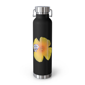 California Poppy & Bird's Eye Gilia Copper Vacuum Insulated Bottle, 22oz