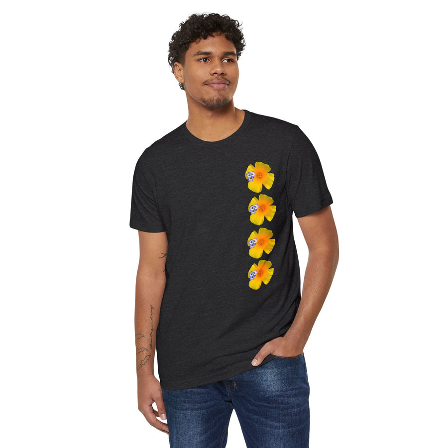 California Poppy & Bird's Eye Gilia Wildflower Stack #2 Unisex Recycled Organic T-Shirt