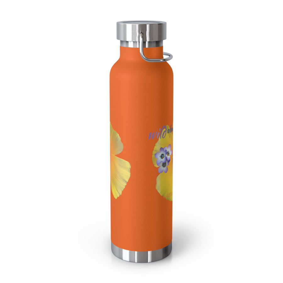 California Poppy & Bird's Eye Gilia Copper Vacuum Insulated Bottle, 22oz