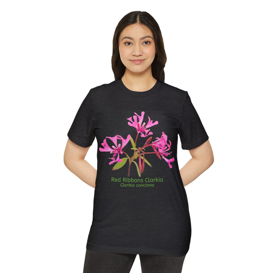 Red Ribbon Clarkia Wildflower Eco T-Shirt