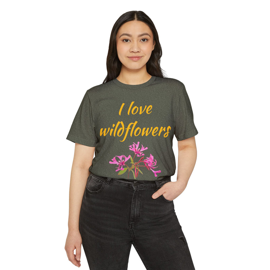 I Love Wildflowers (Red Ribbon Clarkia) Eco T-Shirt