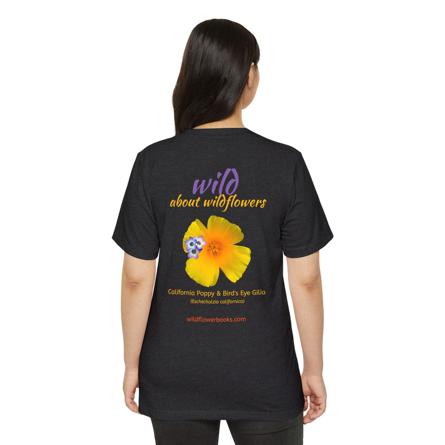 California Poppy & Bird's Eye Gilia Wildflower Stack #2 Unisex Recycled Organic T-Shirt