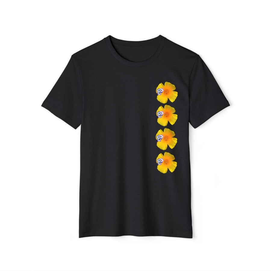 California Poppy & Bird's Eye Gilia Wildflower Stack #2 Unisex Recycled Organic T-Shirt